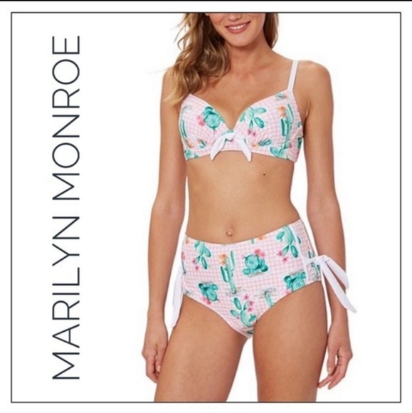 Marilyn Monroe Other - Marilyn Monroe Womens pink white gingham bikini High Waist Push Up Size Large